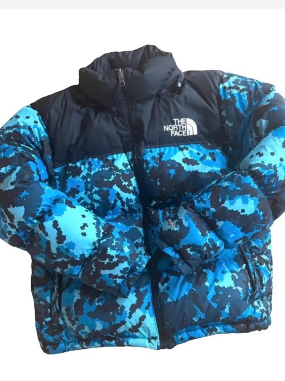 The North Face Blue Black Camouflage Puffer Jacket